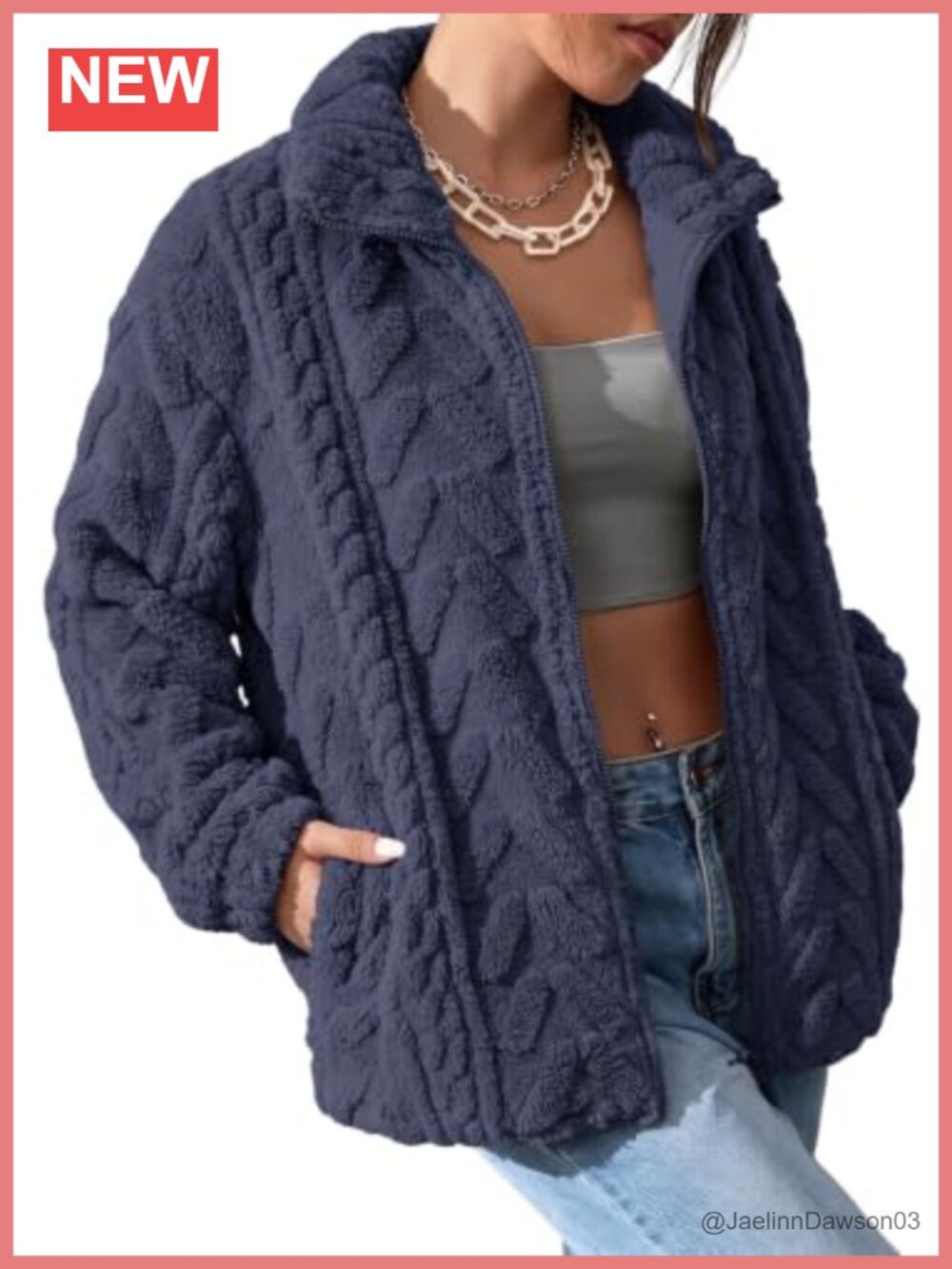 Dokotoo Fleece Jacket Women Zip Up Casual Coat with Pockets